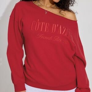 Garage Soft Terry Off Shoulder Sweatshirt